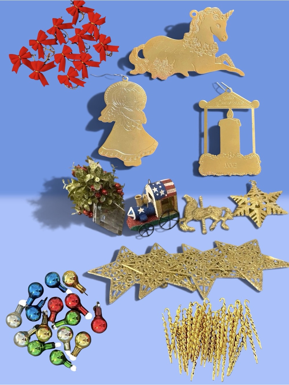 Vintage Christmas Ornaments Big Lot of 75 Sparkling Glitter Finish